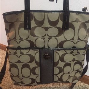 Authentic Coach Signature Stripe Foldover Tote.